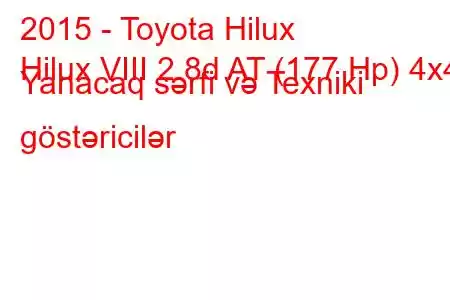 2015 - Toyota Hilux
Hilux VIII 2.8d AT (177 Hp) 4x4 Yanacaq sərfi və Texniki göstəricilər