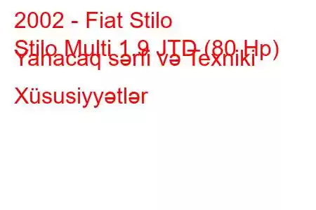 2002 - Fiat Stilo
Stilo Multi 1.9 JTD (80 Hp) Yanacaq sərfi və Texniki Xüsusiyyətlər