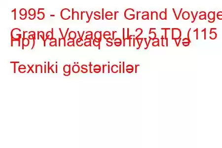 1995 - Chrysler Grand Voyager
Grand Voyager II 2.5 TD (115 Hp) Yanacaq sərfiyyatı və Texniki göstəricilər