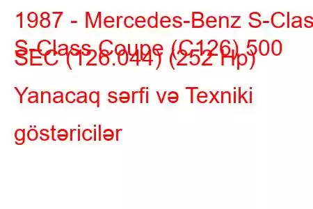 1987 - Mercedes-Benz S-Class
S-Class Coupe (C126) 500 SEC (126.044) (252 Hp) Yanacaq sərfi və Texniki göstəricilər