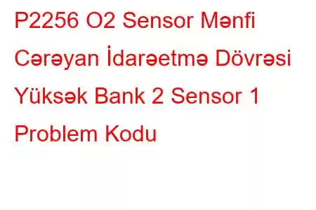 P2256 O2 Sensor Mənfi Cərəyan İdarəetmə Dövrəsi Yüksək Bank 2 Sensor 1 Problem Kodu