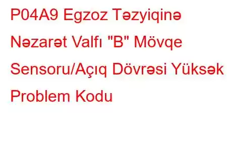 P04A9 Egzoz Təzyiqinə Nəzarət Valfı 