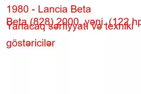 1980 - Lancia Beta
Beta (828) 2000, yəni. (122 hp) Yanacaq sərfiyyatı və texniki göstəricilər