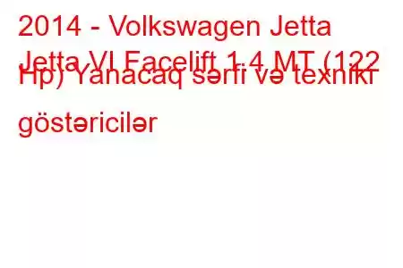 2014 - Volkswagen Jetta
Jetta VI Facelift 1.4 MT (122 Hp) Yanacaq sərfi və texniki göstəricilər