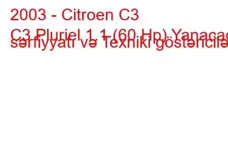 2003 - Citroen C3
C3 Pluriel 1.1 (60 Hp) Yanacaq sərfiyyatı və Texniki göstəricilər