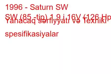 1996 - Saturn SW
SW (85 -tip) 1.9 i 16V (126 Hp) Yanacaq sərfiyyatı və Texniki spesifikasiyalar