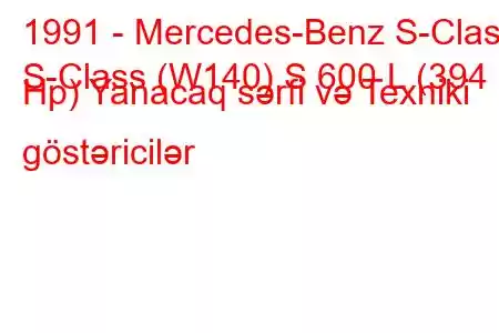 1991 - Mercedes-Benz S-Class
S-Class (W140) S 600 L (394 Hp) Yanacaq sərfi və Texniki göstəricilər