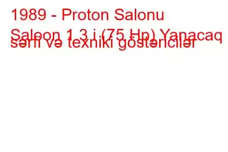 1989 - Proton Salonu
Saloon 1.3 i (75 Hp) Yanacaq sərfi və texniki göstəricilər