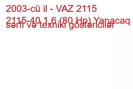 2003-cü il - VAZ 2115
2115-40 1.6 (80 Hp) Yanacaq sərfi və texniki göstəricilər