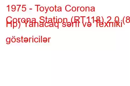 1975 - Toyota Corona
Corona Station (RT118) 2.0 (88 Hp) Yanacaq sərfi və Texniki göstəricilər