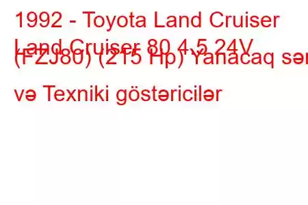 1992 - Toyota Land Cruiser
Land Cruiser 80 4.5 24V (FZJ80) (215 Hp) Yanacaq sərfi və Texniki göstəricilər