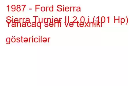 1987 - Ford Sierra
Sierra Turnier II 2.0 i (101 Hp) Yanacaq sərfi və texniki göstəricilər