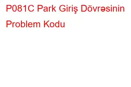 P081C Park Giriş Dövrəsinin Problem Kodu