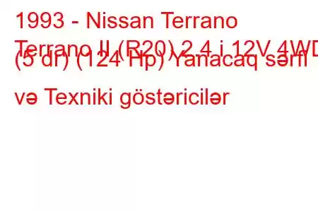 1993 - Nissan Terrano
Terrano II (R20) 2.4 i 12V 4WD (5 dr) (124 Hp) Yanacaq sərfi və Texniki göstəricilər