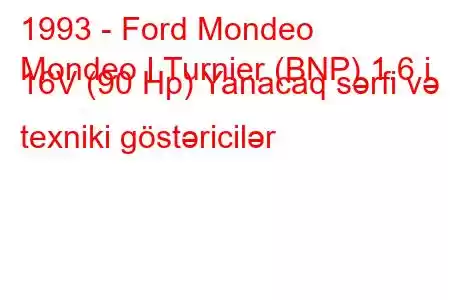 1993 - Ford Mondeo
Mondeo I Turnier (BNP) 1.6 i 16V (90 Hp) Yanacaq sərfi və texniki göstəricilər