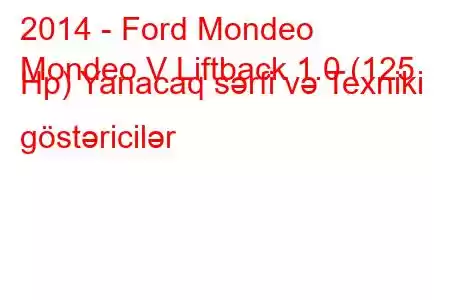 2014 - Ford Mondeo
Mondeo V Liftback 1.0 (125 Hp) Yanacaq sərfi və Texniki göstəricilər