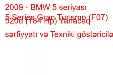 2009 - BMW 5 seriyası
5 Series Gran Turismo (F07) 520d (184 Hp) Yanacaq sərfiyyatı və Texniki göstəricilər