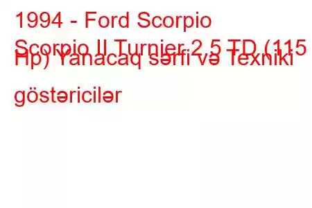 1994 - Ford Scorpio
Scorpio II Turnier 2.5 TD (115 Hp) Yanacaq sərfi və Texniki göstəricilər