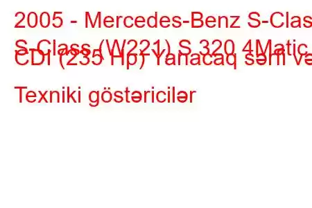 2005 - Mercedes-Benz S-Class
S-Class (W221) S 320 4Matic CDI (235 Hp) Yanacaq sərfi və Texniki göstəricilər