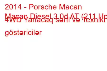 2014 - Porsche Macan
Macan Diesel 3.0d AT (211 Hp) 4WD Yanacaq sərfi və Texniki göstəricilər