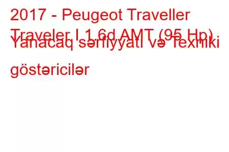 2017 - Peugeot Traveller
Traveler I 1.6d AMT (95 Hp) Yanacaq sərfiyyatı və Texniki göstəricilər