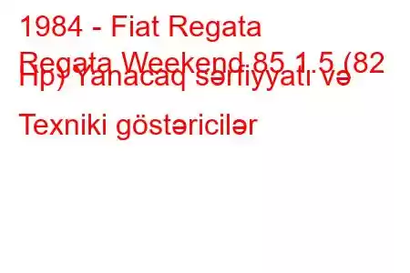 1984 - Fiat Regata
Regata Weekend 85 1.5 (82 Hp) Yanacaq sərfiyyatı və Texniki göstəricilər