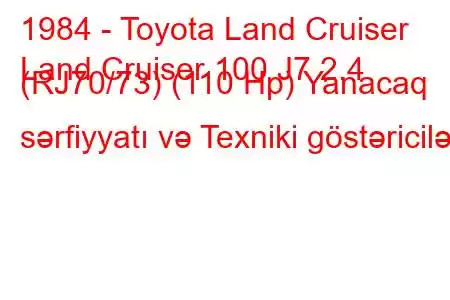 1984 - Toyota Land Cruiser
Land Cruiser 100 J7 2.4 (RJ70/73) (110 Hp) Yanacaq sərfiyyatı və Texniki göstəricilər