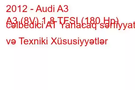 2012 - Audi A3
A3 (8V) 1.8 TFSI (180 Hp) cəlbedici AT Yanacaq sərfiyyatı və Texniki Xüsusiyyətlər