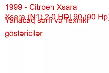 1999 - Citroen Xsara
Xsara (N1) 2.0 HDI 90 (90 Hp) Yanacaq sərfi və Texniki göstəricilər