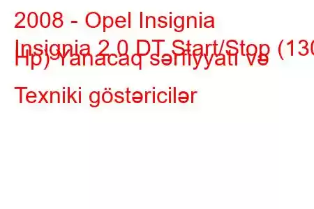 2008 - Opel Insignia
Insignia 2.0 DT Start/Stop (130 Hp) Yanacaq sərfiyyatı və Texniki göstəricilər