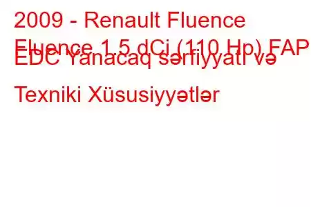 2009 - Renault Fluence
Fluence 1.5 dCi (110 Hp) FAP EDC Yanacaq sərfiyyatı və Texniki Xüsusiyyətlər