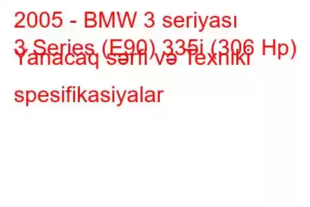 2005 - BMW 3 seriyası
3 Series (E90) 335i (306 Hp) Yanacaq sərfi və Texniki spesifikasiyalar