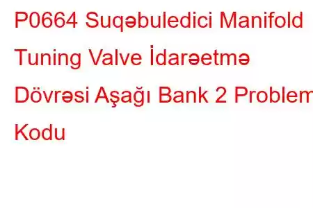 P0664 Suqəbuledici Manifold Tuning Valve İdarəetmə Dövrəsi Aşağı Bank 2 Problem Kodu