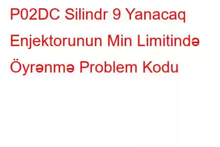 P02DC Silindr 9 Yanacaq Enjektorunun Min Limitində Öyrənmə Problem Kodu