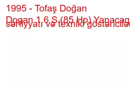 1995 - Tofaş Doğan
Dogan 1.6 S (85 Hp) Yanacaq sərfiyyatı və texniki göstəricilər