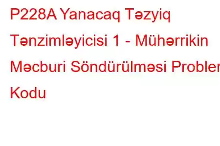 P228A Yanacaq Təzyiq Tənzimləyicisi 1 - Mühərrikin Məcburi Söndürülməsi Problem Kodu