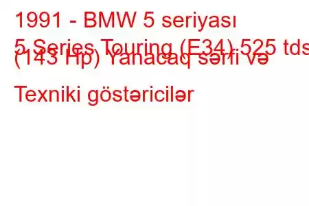 1991 - BMW 5 seriyası
5 Series Touring (E34) 525 tds (143 Hp) Yanacaq sərfi və Texniki göstəricilər