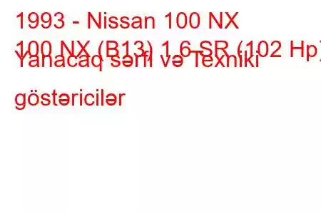 1993 - Nissan 100 NX
100 NX (B13) 1.6 SR (102 Hp) Yanacaq sərfi və Texniki göstəricilər