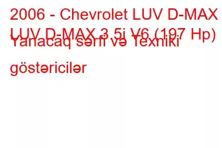 2006 - Chevrolet LUV D-MAX
LUV D-MAX 3.5i V6 (197 Hp) Yanacaq sərfi və Texniki göstəricilər