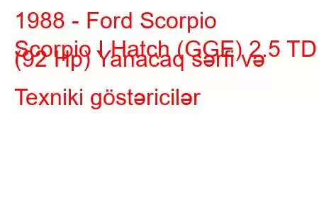 1988 - Ford Scorpio
Scorpio I Hatch (GGE) 2.5 TD (92 Hp) Yanacaq sərfi və Texniki göstəricilər