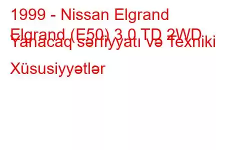 1999 - Nissan Elgrand
Elgrand (E50) 3.0 TD 2WD Yanacaq sərfiyyatı və Texniki Xüsusiyyətlər