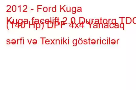 2012 - Ford Kuga
Kuga facelift 2.0 Duratorq TDCi (140 Hp) DPF 4x4 Yanacaq sərfi və Texniki göstəricilər