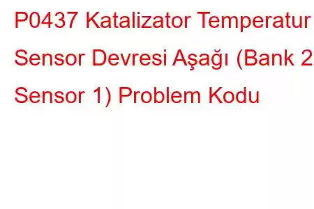 P0437 Katalizator Temperatur Sensor Devresi Aşağı (Bank 2, Sensor 1) Problem Kodu