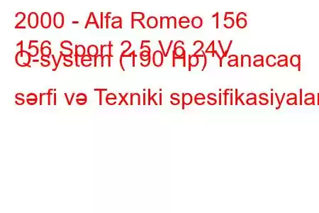 2000 - Alfa Romeo 156
156 Sport 2.5 V6 24V Q-system (190 Hp) Yanacaq sərfi və Texniki spesifikasiyalar