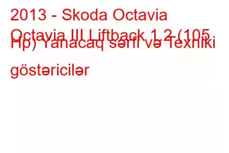 2013 - Skoda Octavia
Octavia III Liftback 1.2 (105 Hp) Yanacaq sərfi və Texniki göstəricilər