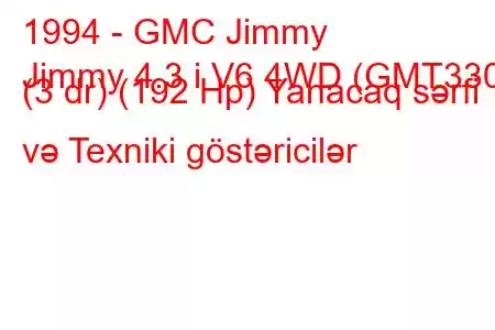 1994 - GMC Jimmy
Jimmy 4.3 i V6 4WD (GMT330) (3 dr) (192 Hp) Yanacaq sərfi və Texniki göstəricilər