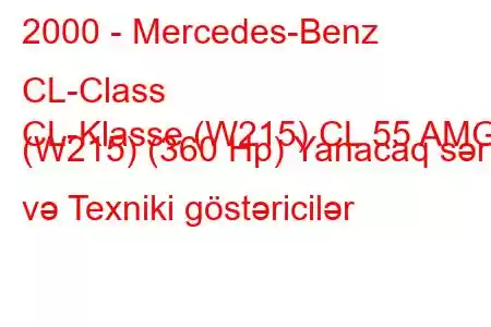 2000 - Mercedes-Benz CL-Class
CL-Klasse (W215) CL 55 AMG (W215) (360 Hp) Yanacaq sərfi və Texniki göstəricilər