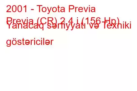 2001 - Toyota Previa
Previa (CR) 2.4 i (156 Hp) Yanacaq sərfiyyatı və Texniki göstəricilər