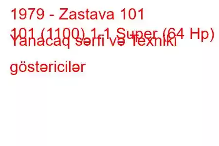 1979 - Zastava 101
101 (1100) 1.1 Super (64 Hp) Yanacaq sərfi və Texniki göstəricilər