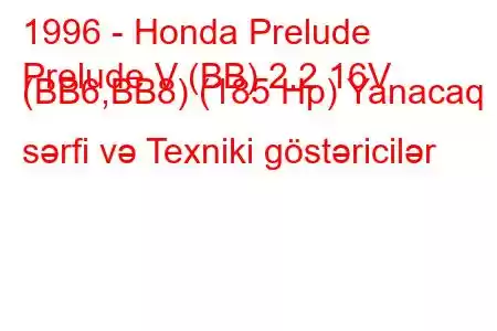 1996 - Honda Prelude
Prelude V (BB) 2.2 16V (BB6,BB8) (185 Hp) Yanacaq sərfi və Texniki göstəricilər